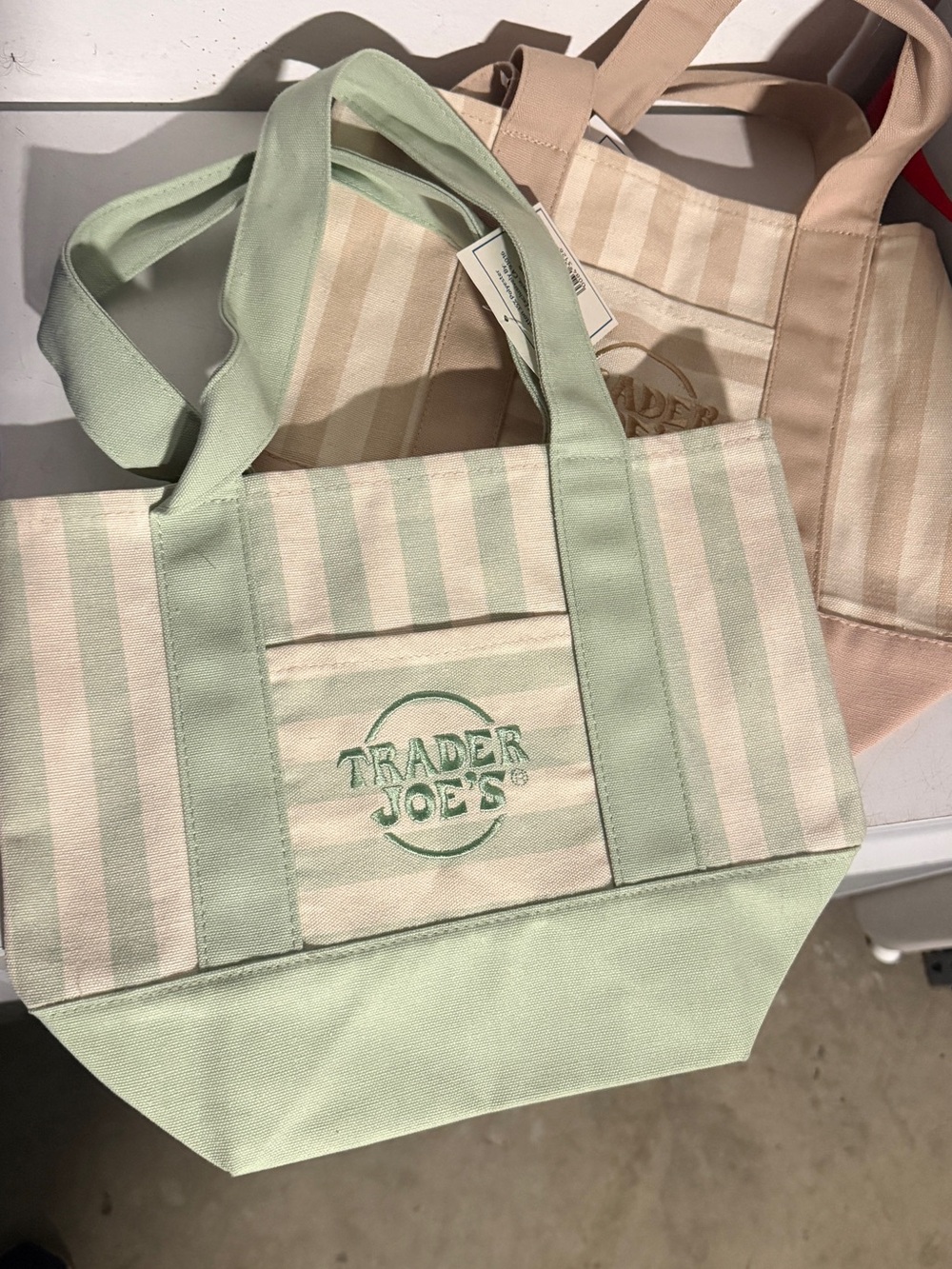 Viral Trader Joes Mini Stripe Tote Set of 2